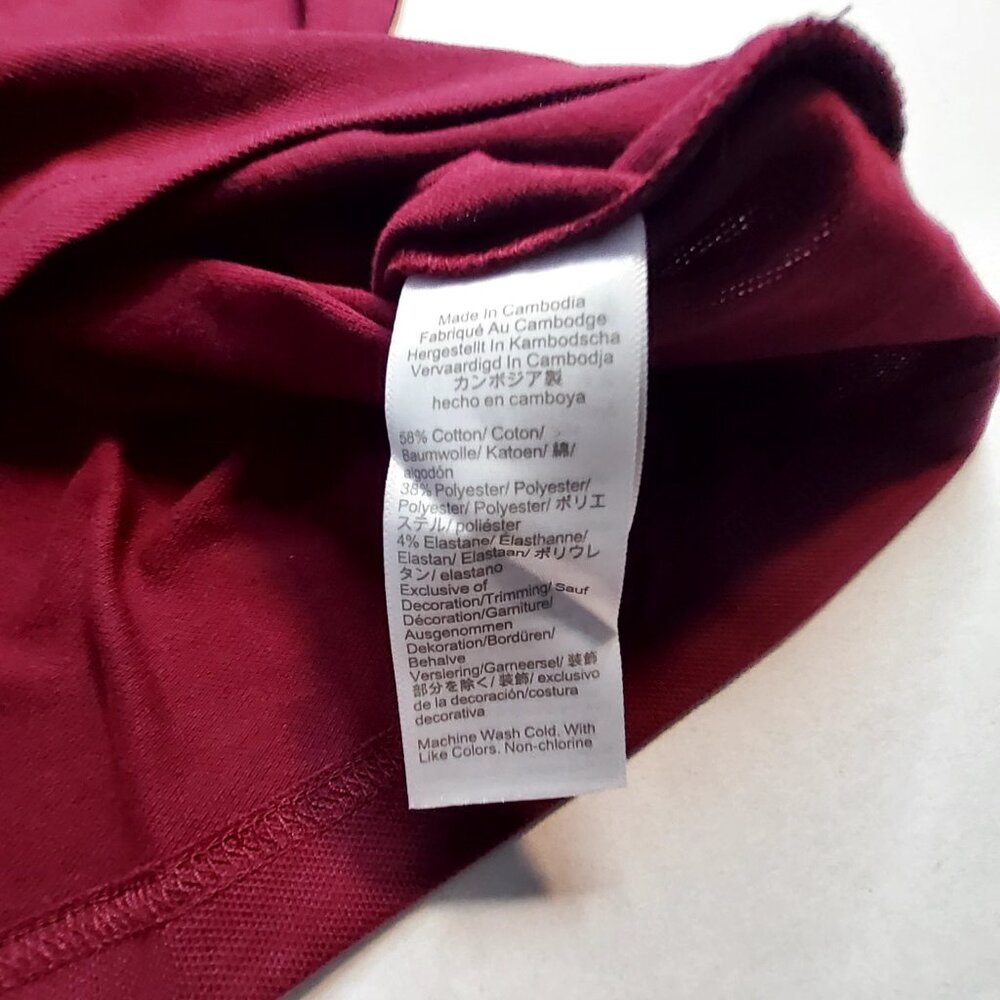 J.Crew Mens Flex Piqué Polo Shirt XL Burgundy Cotton Blend Made In Cambodia - Picture 5 of 12